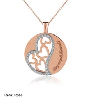 İsimli Kişiye Özel Desenli Kalpler Rose Gümüş Kolye
