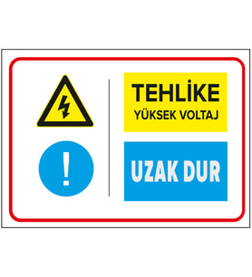 MIGNATIS - Tehlike Yüksek Voltaj Uzak Dur Levhası - Sac Malzeme 25x35cm