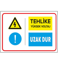MIGNATIS - Tehlike Yüksek Voltaj Uzak Dur Levhası - Sac Malzeme 25x35cm