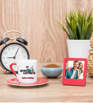 Anestezi Uzmanı Kırmızı Kahve Fincanı ve Kırmızı Mini Fotoğraf Çerçevesi