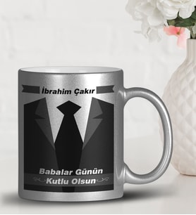 BK Gift Kişiye Özel Babalar Günü Temalı Gümüş Yaldızlı Kupa Bardak 25429