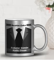 BK Gift Kişiye Özel Babalar Günü Temalı Gümüş Yaldızlı Kupa Bardak 25429