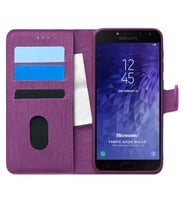 Microsonic Samsung Galaxy J4 Kılıf Fabric Book Wallet Mor