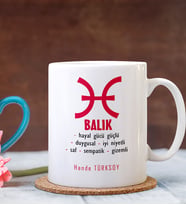 BK Gift Kişiye Özel Balık Burcu Beyaz Kupa Bardak