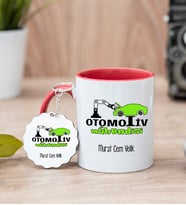 Otomotiv Mühendisi Kırmızı Kupa Bardak Ve Anahtarlık Set