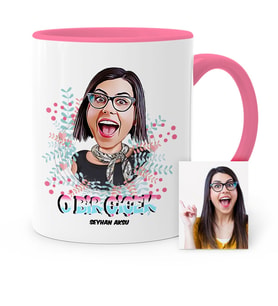 BK Gift Kişiye Özel Kadınlar Günü Temalı Karikatür Pembe Kupa Bardak  6