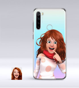 BK Gift Kişiye Özel Kadın Animasyon Karikatürlü Xiaomi Redmi Note 8 İnce Şeffaf Silikon Telefon Kapağı-6 (Beyaz)