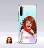 BK Gift Kişiye Özel Kadın Animasyon Karikatürlü Xiaomi Redmi Note 8 İnce Şeffaf Silikon Telefon Kapağı-6 (Beyaz)