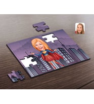 BK Gift Kişiye Özel Süper Girl Karikatürlü Ahşap Puzzle-1