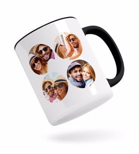 BK Gift Kişiye Özel Oval 4 Fotoğraflı Siyah Kupa Bardak-2