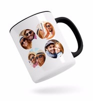 BK Gift Kişiye Özel Oval 4 Fotoğraflı Siyah Kupa Bardak-2