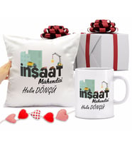 İnşaat Mühendisi Kupa Bardağı ve Yastığı Hediye Seti (Model 1)