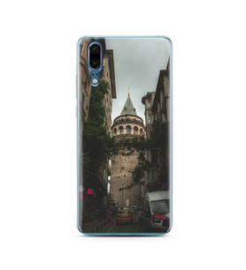 Galata Tasarımlı Süper Şeffaf Silikon Telefon Kılıfı Huawei P20   