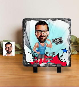 BK Gift Kişiye Özel Bay Fitness Karikatürlü Dekoratif Doğal Taş