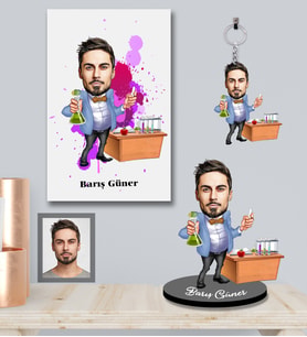 Kişiye Özel Öğretmen Karikatürlü 3 lü Hediye Seti Bay-3