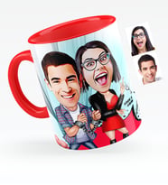 BK Gift Kişiye Özel Sevgililer Karikatürlü Kırmızı Kupa Bardak  1