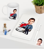BK Gift Kişiye Özel Bay Trafik Polisi Karikatürlü Beyaz Defter Kalem Kupa Seti - 2 (Model 1)