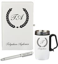 Kişiye Özel Hazırlanmış Hediye Defter Kalem Ve Termos - Mug Seti