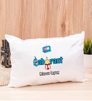 Laborant Dikdörtgen Saten Yastık (Beyaz)