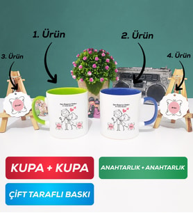 İkili Yeşil Lacivert Sen Başıma Gelen En Güzel Şeysin Sevgililer Günü Hediyesi Kupa Bardak Anahtarlık Hediye Seti