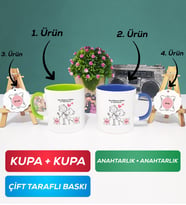 İkili Yeşil Lacivert Sen Başıma Gelen En Güzel Şeysin Sevgililer Günü Hediyesi Kupa Bardak Anahtarlık Hediye Seti