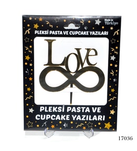 Lora Davet Pleksi Pasta ve Cupcake Yazıları Love  (1 Adet) Altın - 17036
