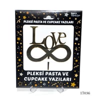 Lora Davet Pleksi Pasta ve Cupcake Yazıları Love  (1 Adet) Altın - 17036