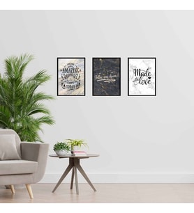 Mermer Motto Tasarım Duvar Panosu 3'lü Set 20X30 cm (GM-P-14)