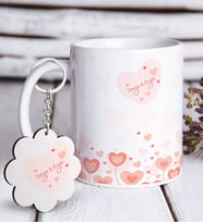 BK Gift Kişiye Özel Sevgililer Günü Beyaz Kupa ve Anahtarlık Hediye Seti-54 (Model 1)