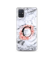 Mermer Çiçekli Harf Tasarım Süper Şeffaf Silikon Telefon Kılıfı Samsung A51 C-Ha