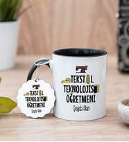 Tekstil Teknolojisi Öğretmeni Siyah Kupa Bardak Ve Anahtarlık Set