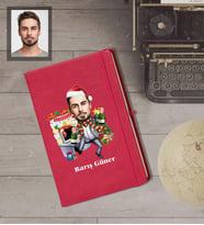 Kişiye Özel Yılbaşı Erkek Karikatürlü Kırmızı Defter Model-4