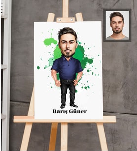 Kişiye Özel Erkek Karikatürlü  Ahşap Tablo 30x47 Model-7