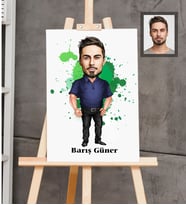 Kişiye Özel Erkek Karikatürlü  Ahşap Tablo 30x47 Model-7