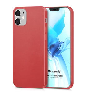 Microsonic Matte Silicone Apple iPhone 12 Kılıf Kırmızı