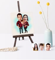BK Gift Kişiye Özel Aile Karikatür Şovaleli Doğal Taş  2