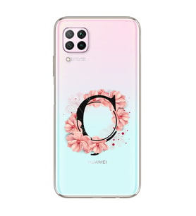 Pembe Çiçekli Harf Tasarım Süper Şeffaf Silikon Telefon Kılıfı Huawei P40 Lite Ç