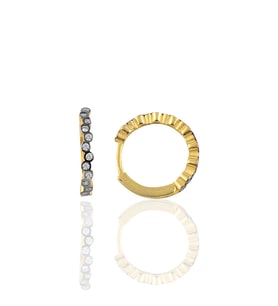 Söğütlü Silver Gümüş altın rengi 17 mm sıra taşlı halka küpe