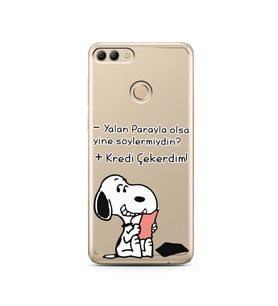 Snoopy Tasarımlı Süper Şeffaf Silikon Telefon Kılıfı Huawei Y9 2018