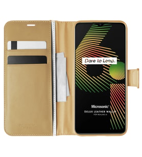 Microsonic Realme 6i Kılıf Delux Leather Wallet Gold