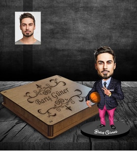 Kişiye Özel Sporcu Karikatürlü Ahşap Biblo Kutulu Bay-12
