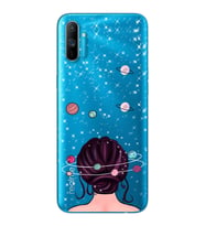 Space Girl Tasarım Süper Şeffaf Silikon Telefon Kılıfı Oppo Realmi C3