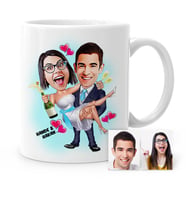 BK Gift Kişiye Özel Evleniyoruz Karikatür Beyaz Kupa Bardak  4