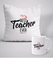 BK Gift Kişiye Özel En İyi Öğretmen Beyaz Yastık Kupa Seti-13 (Model 1)