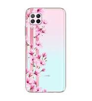Transparan Çiçek Tasarımlı Süper Şeffaf Silikon Telefon Kılıfı Huawei P40 Lite