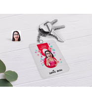 BK Gift Kişiye Özel Kadınlar Günü Karikatürlü Şeffaf Pleksi Anahtarlık-3 (Beyaz)