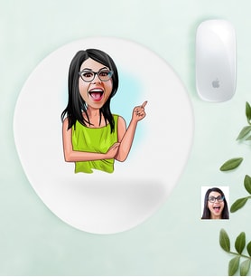 BK Gift Kişiye Özel Bayan Karikatürlü Bilek Destekli Mouse Pad-19 (Beyaz)