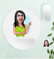 BK Gift Kişiye Özel Bayan Karikatürlü Bilek Destekli Mouse Pad-19 (Beyaz)