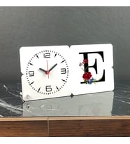 E Harfi Ahşap Masa Saati