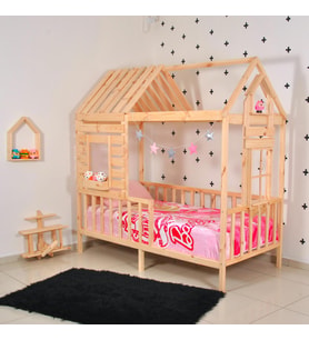 Markaawm Montessori Çocuk Yatak Pencereli DoğalÇam 90X190 Karyola